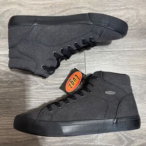 Lugz King Mens Black Gray Canvas Mid Top Lace Up Sneakers Shoes USA 8 EUR 41